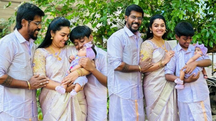 Gayathri yuvaraj celebrating wedding anniversary with her baby